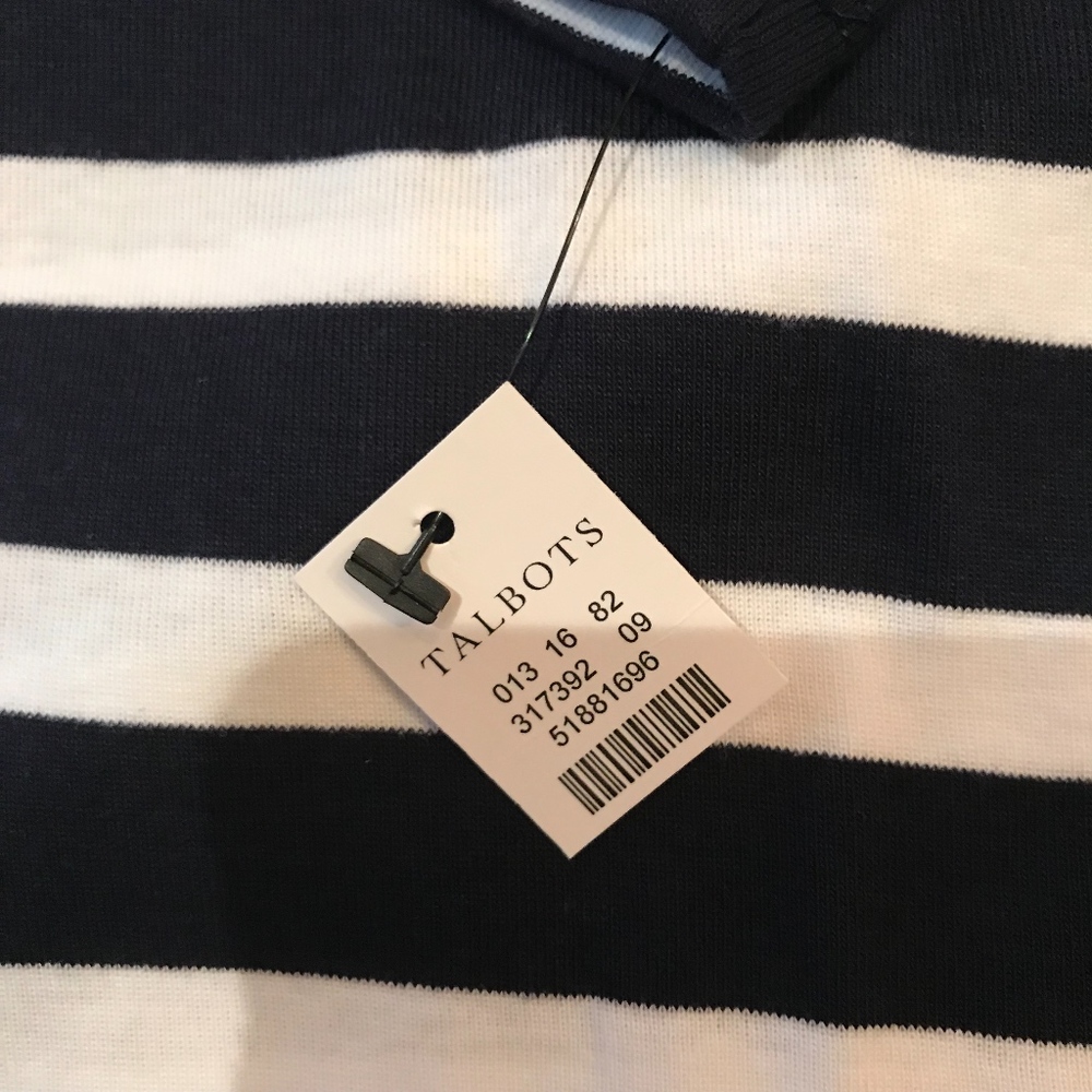NWT Talbots Stripe Double-Scoop Neck Tee - Picture 4 of 6